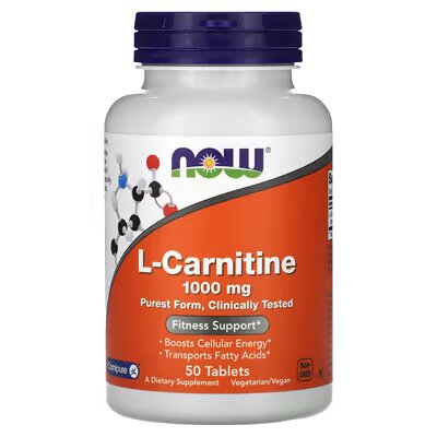 🔥 NOW Foods L-Carnitine 1000 mg – 50 tabletas
