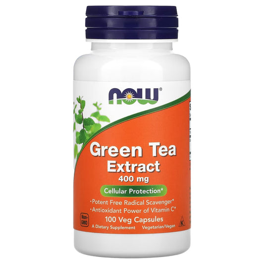 🍵 NOW Foods – Green Tea Extract 400 mg + Vitamina C | 100 cápsulas