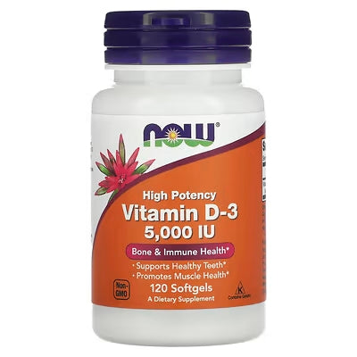 Vitamina D-3 5000 IU – NOW® | 120 Softgels